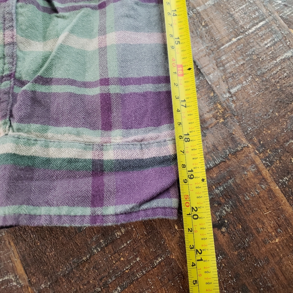 Lauren Ralph Lauren Plaid Cotton Blend Herringbone Sleep Lounge Shirt Size Large - Picture 10 of 11